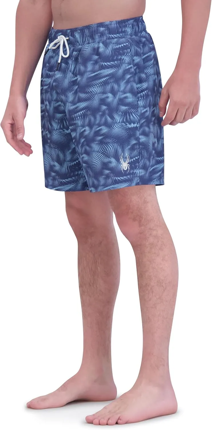 Spyder Men's Swim Trunks, Stretch, Quick-Dry, 7-inch Board Shorts, UPF 50 , Brief Liner