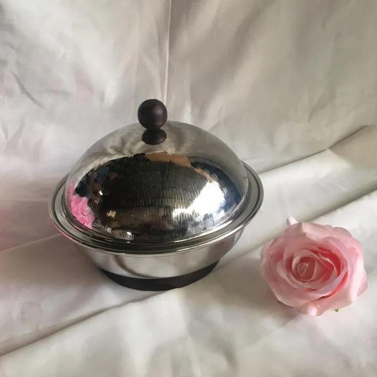 Stainless Steel Set of 4 Fruits & Nuts Bowl / Butter Dish / Serving Dish / Candy Pot With Lid Set Of 4 By INDI