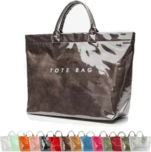 Stellaya Tote Bag, Women's PVC Kraft Paper Tote Bag, Large Shopping Hobo Handbags
