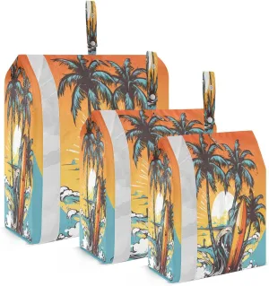 Summer Palm Surfboard Packing Cubes for Travel 3 Set Travel Packing Cubes Luggage Bags for Travel Accessories