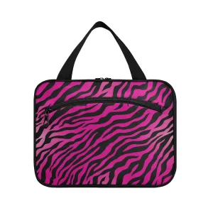 susiyo Pink Animal Zebra Print Toiletry Bags with Hanging Hook Foldable Cosmetic Bag Travel Accessories - Medium