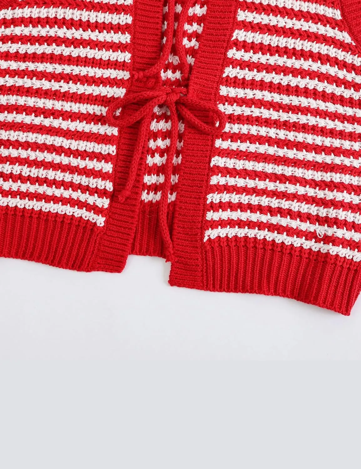 Sweater Vest Women Casual Sleeveless Crochet Tops Color Block Tie Back Knit Tank Tops