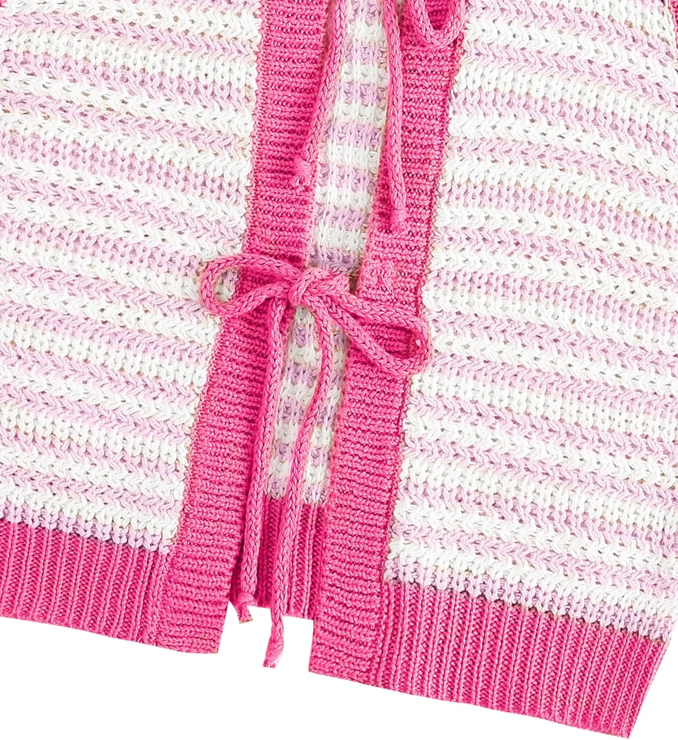 Sweater Vest Women Casual Sleeveless Crochet Tops Color Block Tie Back Knit Tank Tops