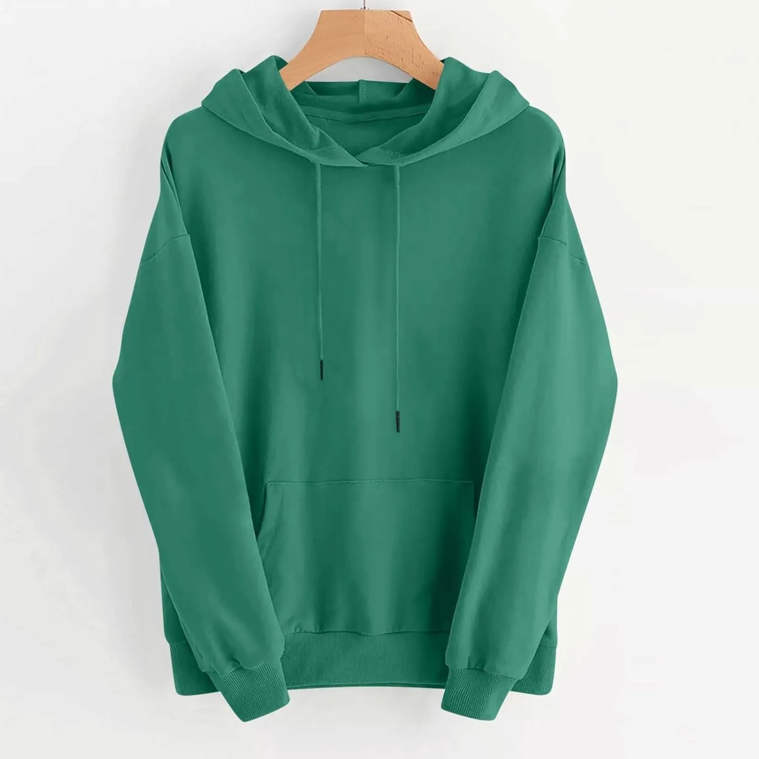 Sweatshirts for Women Oversized Casual Long Sleeve Solid Top Loose Pullover Drawstring Hoodies Sweatshirt with Pocket