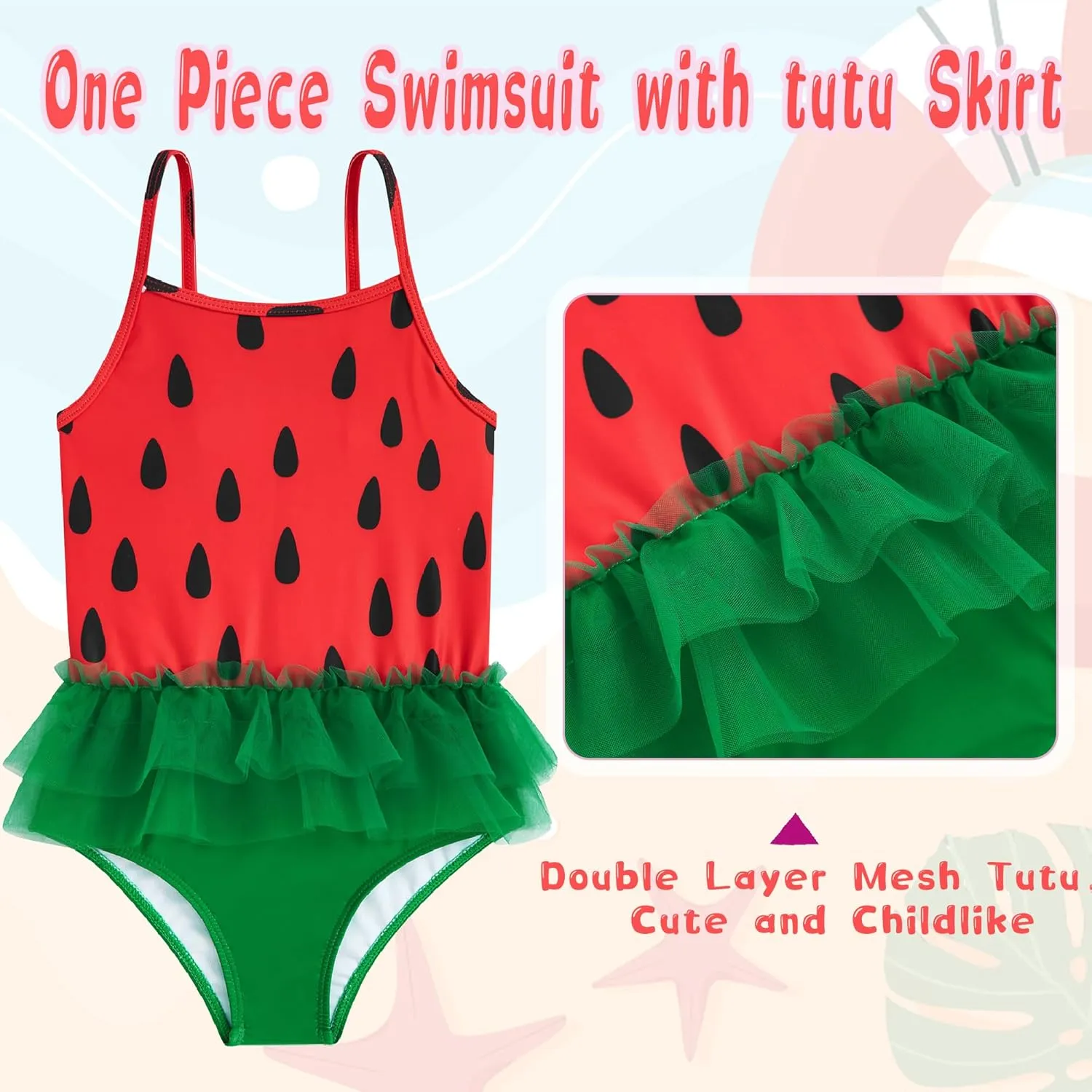 swimsobo Girls One Piece Swimsuit Colorful Mermaid Bathing Suit Cute Swimwear for 2-10 Years