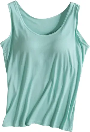 Tank top with Built in Bra for Women Spaghetti Strap Padded Athletic Tops Summer Camisole Shirts Workout Yoga Shirt