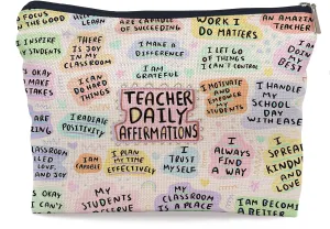 Teacher Mental Health Makeup Bag - Small Zipper Pouch, Makeup Cosmetic Bag, Teacher Appreciation & Birthday Gifts