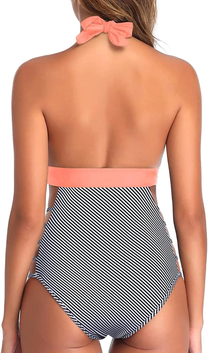 Tempt Me Women One Piece Swimsuits Sexy Cutout Bathing Suits Plunge Halter Swimwear Deep V Neck Monokini