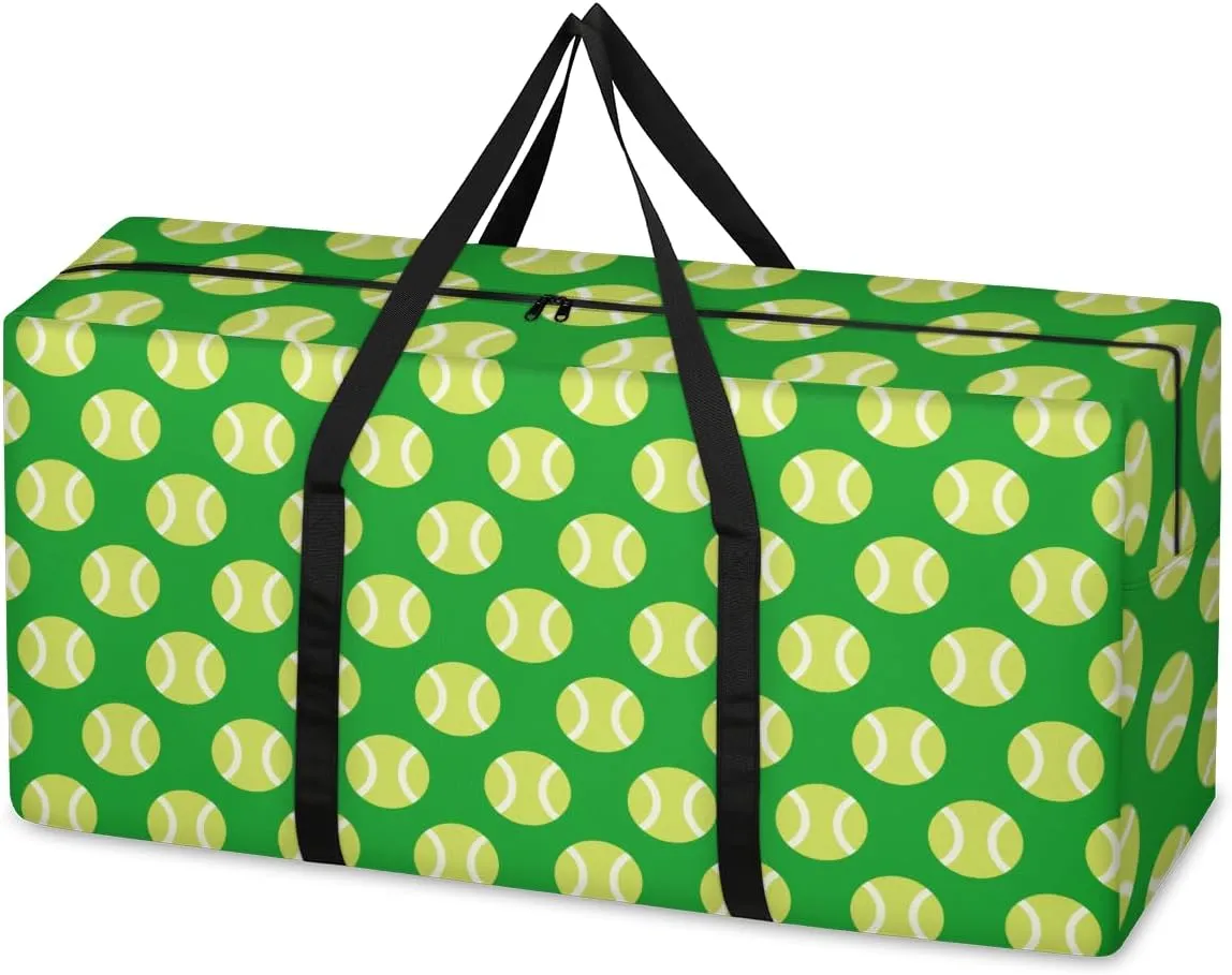 Tennis Ball XXL Heavy Duty Extra Large Moving Bags with Strong Zipper, Moving Supplies Packing Boxes for Moving, Sports Theme Green