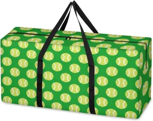 Tennis Ball XXL Heavy Duty Extra Large Moving Bags with Strong Zipper, Moving Supplies Packing Boxes for Moving, Sports Theme Green