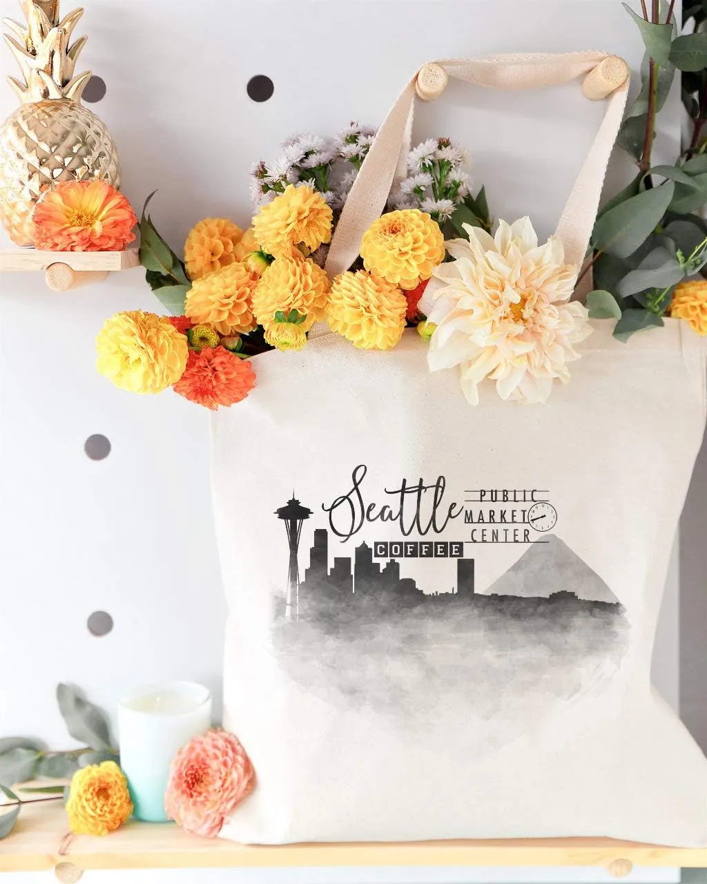 The Cotton & Canvas Co. Cityscape, Souvenir, Beach, Shopping and Travel Reusable Shoulder Tote and Handbag