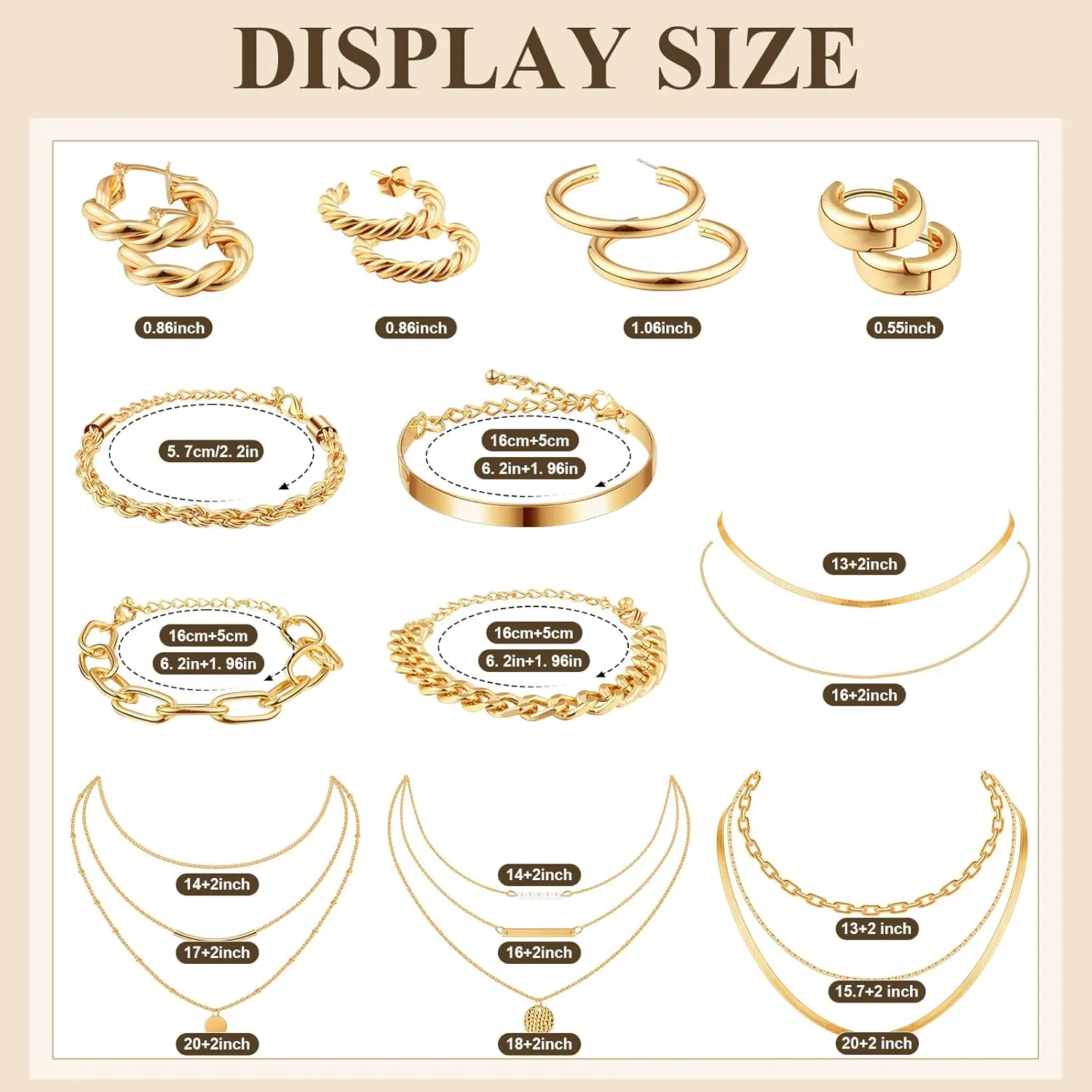 Tiamon 12 Pcs Gold Silver Jewelry Sets for Women Layered Set of Earring Necklace Bracelets for Men Jewelry Gifts