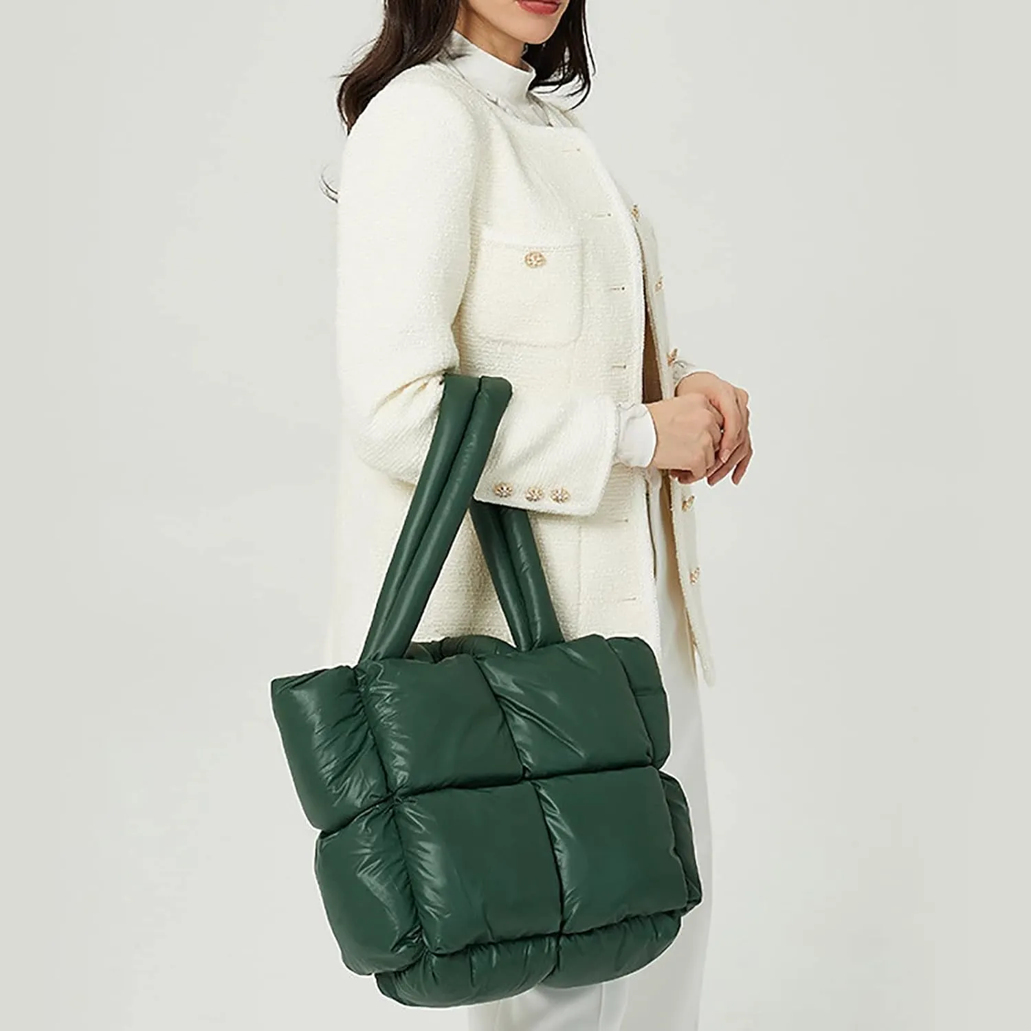 Tote Bag For Women Light Large Quilted Shoulder Bag Carryall Puffer Hobo Bag For Her Friends Travel College D