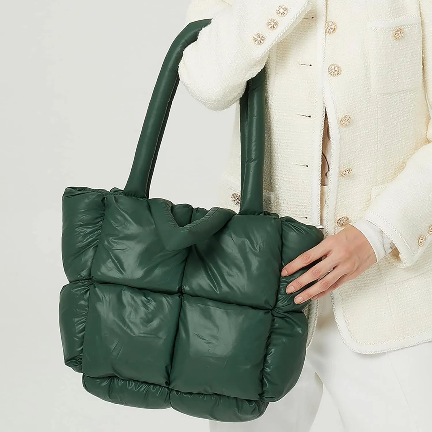 Tote Bag For Women Light Large Quilted Shoulder Bag Carryall Puffer Hobo Bag For Her Friends Travel College D