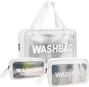 Travel Toiletry Bag for Women and Men,Makeup Cosmetic WashBag Travel Organizer for Accessories, Toiletries (White, M)