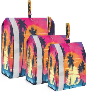 Tropical Palm Tree Packing Cubes for Travel 3 Set Compression Packing Cubes Luggage Accessories for Packing Compression