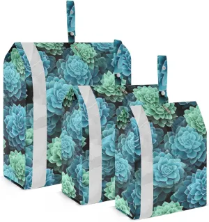 Tropical Succulents Blue Packing Cubes for Travel 3 Set Compression Packing Cubes Luggage Accessories for Packing Compression
