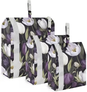 Tulips Purple Flower Packing Cubes for Travel 3 Set Travel Compression Bags Luggage Accessories for Luggage