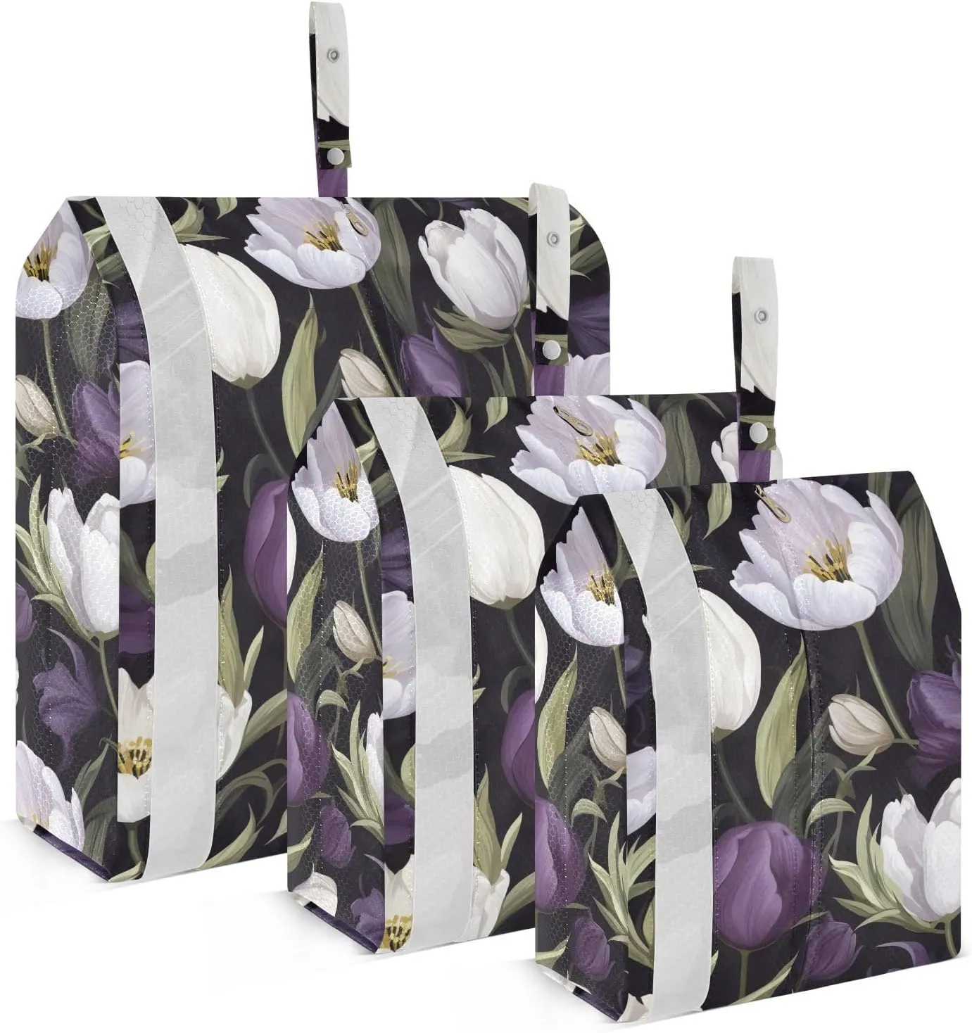 Tulips Purple Flower Packing Cubes for Travel 3 Set Travel Compression Bags Luggage Accessories for Luggage