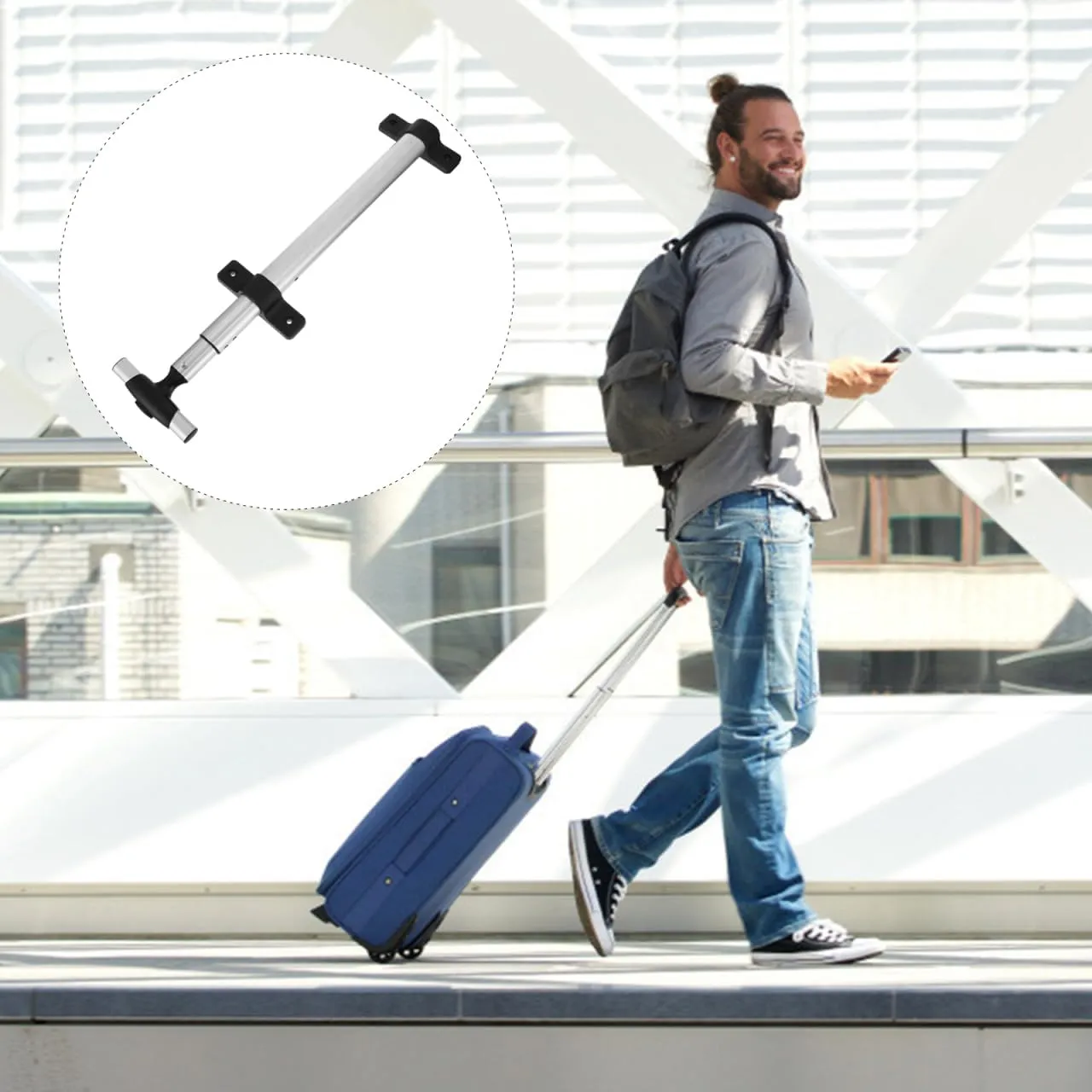 Unomor Luggage Handle Suitcase Telescopic 36-Inch Pull Out Handle Replacement Spare Part Trolley Luggage Accessories