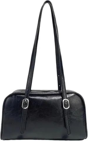Vintage PU Leather Women Tote Handbag Fashion Shoulder Bag Large Capacity Chic Hobo Bag Designer Solid Underarm Bag