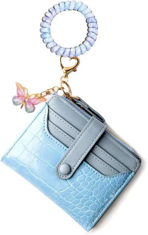 Wallet Keychain Wristlet for Women Card Holder with Bracelet and Cute Key Chains Accessories Girl Small Wallets