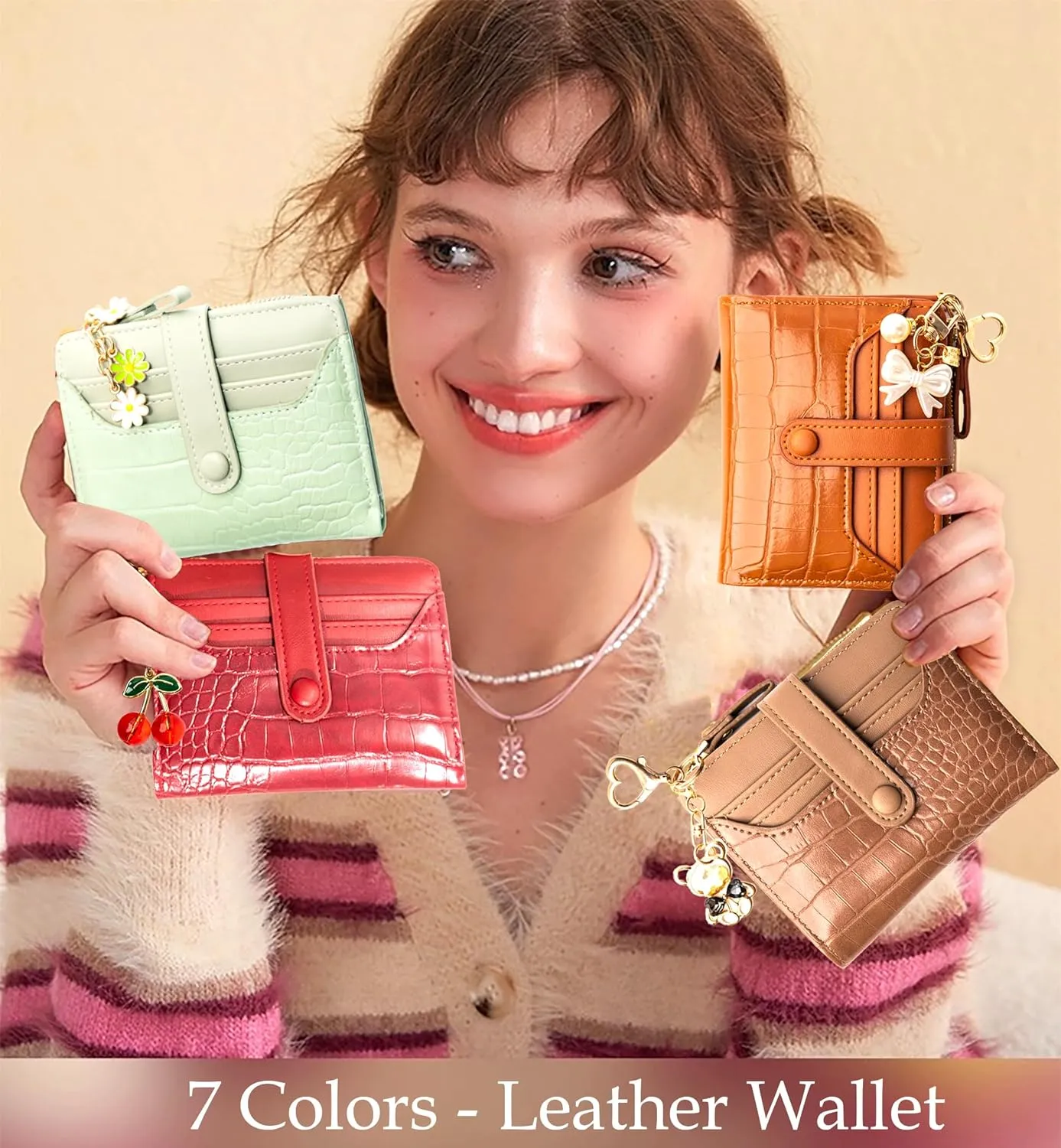 Wallet Keychain Wristlet for Women Card Holder with Bracelet and Cute Key Chains Accessories Girl Small Wallets