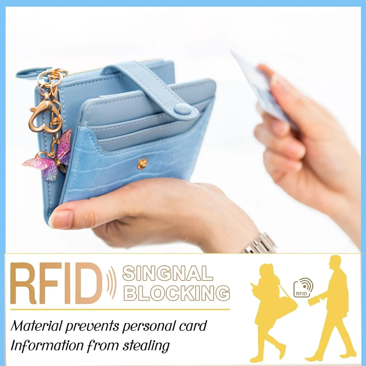 Wallet Keychain Wristlet for Women Card Holder with Bracelet and Cute Key Chains Accessories Girl Small Wallets