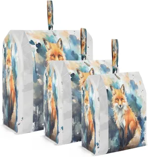 Watercolor Blue Fox Compression Packing Cubes Luggage Organizer Bags for Travel Suitcase Organizer for Women Travel Accessories