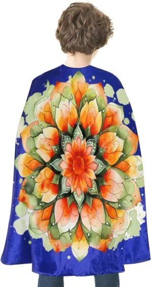Watercolor Mandalas Funny Superhero Cloak Cape for Men Women Christmas Halloween Party Cosplay Costumes Accessories