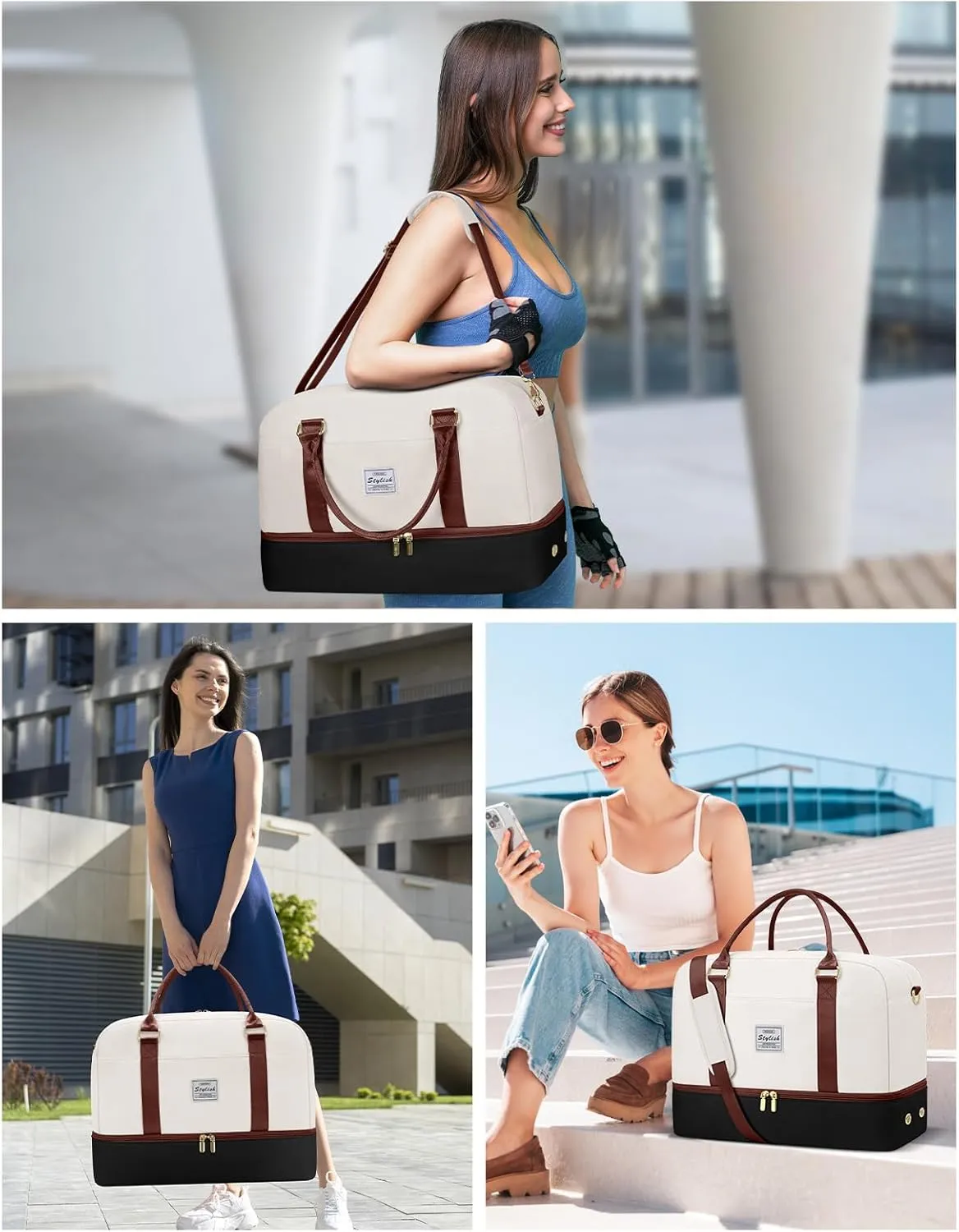 Weekender Travel Duffle Bag for Women: Overnight Bags with Shoe Compartment Carry on Bags for Airplanes with Toiletry Bag Weekend Gym Yoga Bag with Wet Pocket