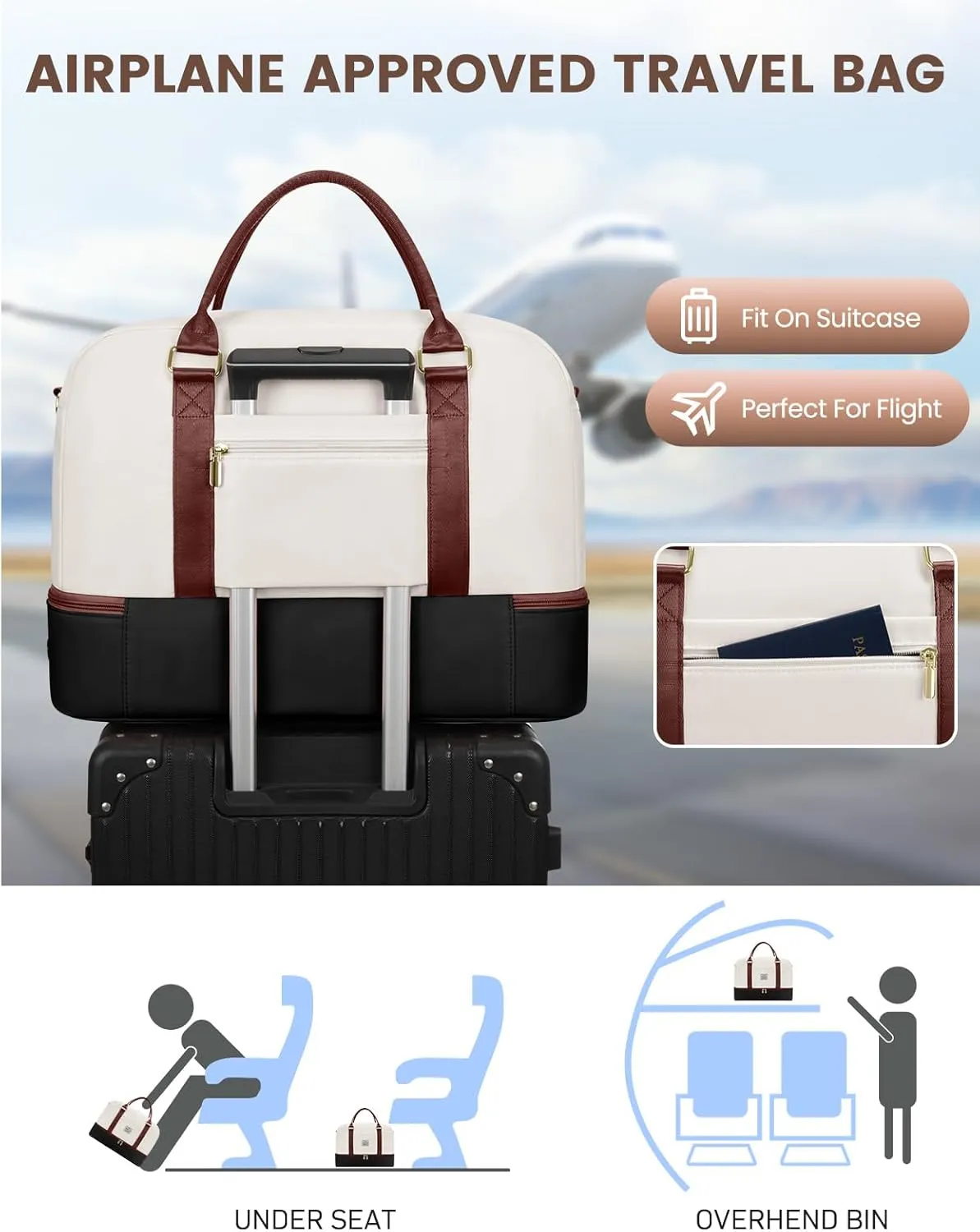 Weekender Travel Duffle Bag for Women: Overnight Bags with Shoe Compartment Carry on Bags for Airplanes with Toiletry Bag Weekend Gym Yoga Bag with Wet Pocket