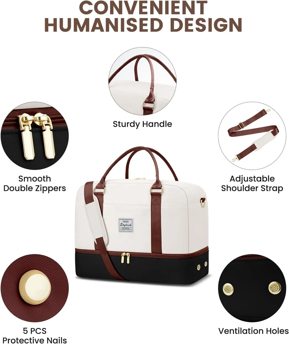 Weekender Travel Duffle Bag for Women: Overnight Bags with Shoe Compartment Carry on Bags for Airplanes with Toiletry Bag Weekend Gym Yoga Bag with Wet Pocket