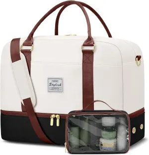 Weekender Travel Duffle Bag for Women: Overnight Bags with Shoe Compartment Carry on Bags for Airplanes with Toiletry Bag Weekend Gym Yoga Bag with Wet Pocket