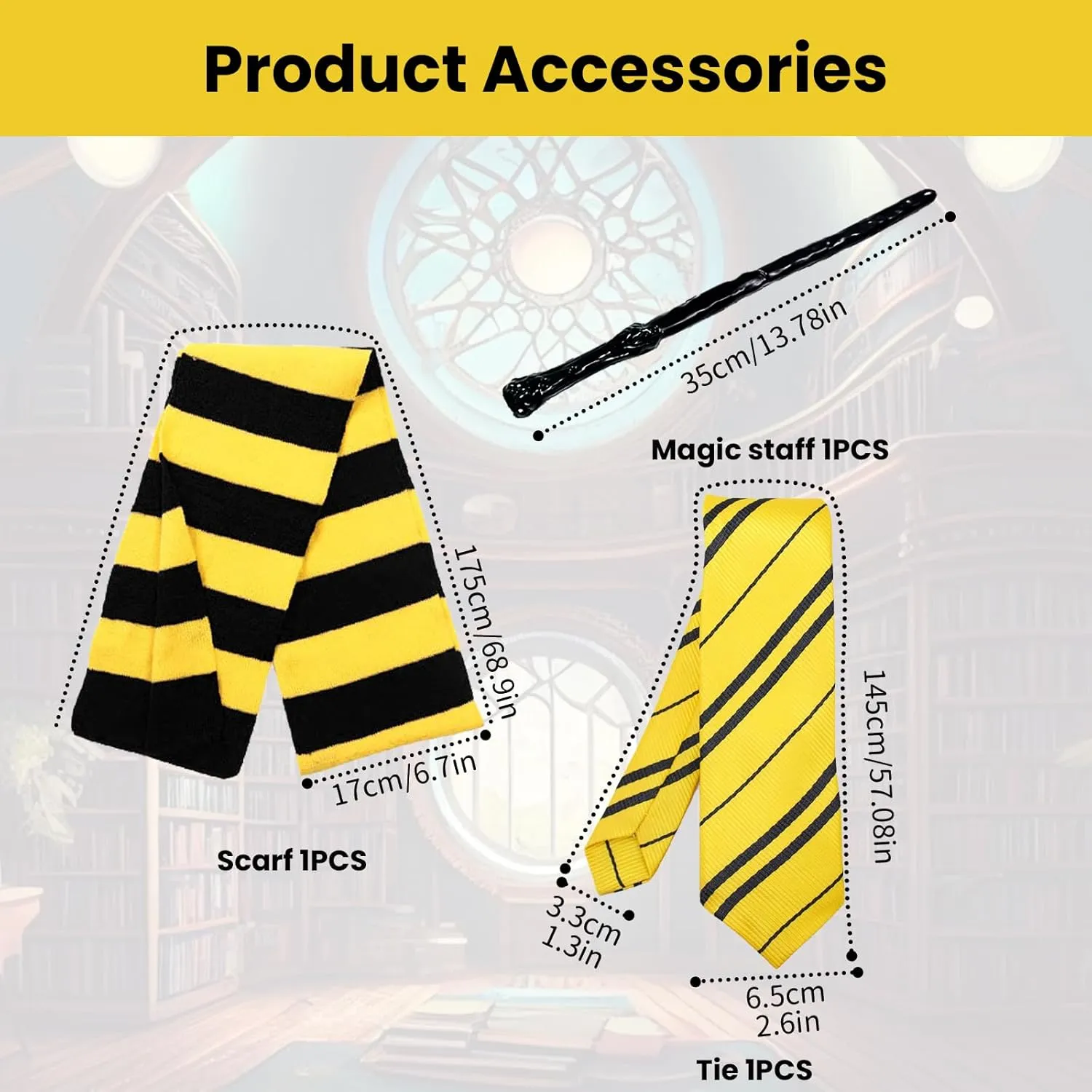 Wizard Costume Cosplay Set, Wizard Cloak Robe for Adults Teens, Wizarding Halloween Costume Accessories for Party
