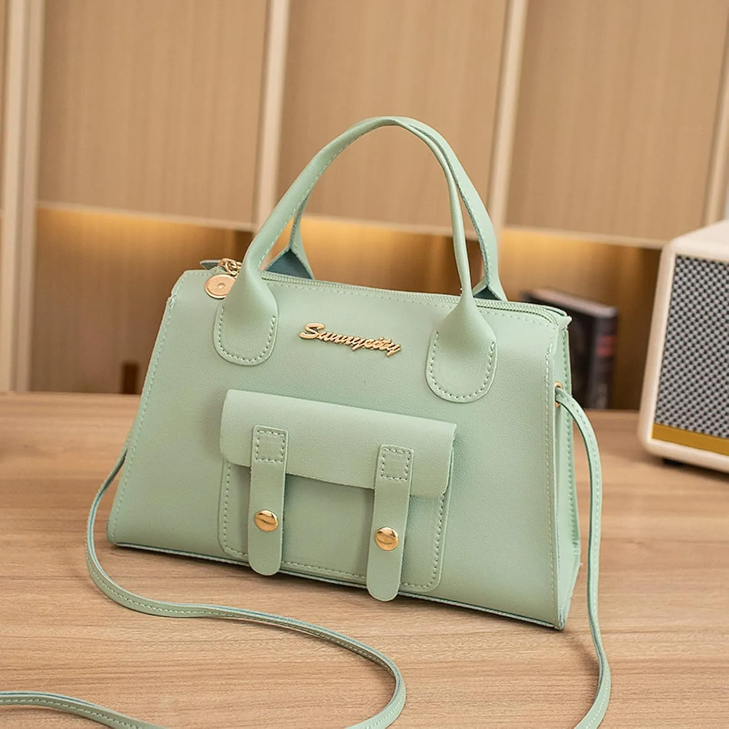Women Messenger Bag Fashion New Pattern Solid Simple Handbag Shoulder Bag Purpose High Capacity Zipper (Green, One Size)