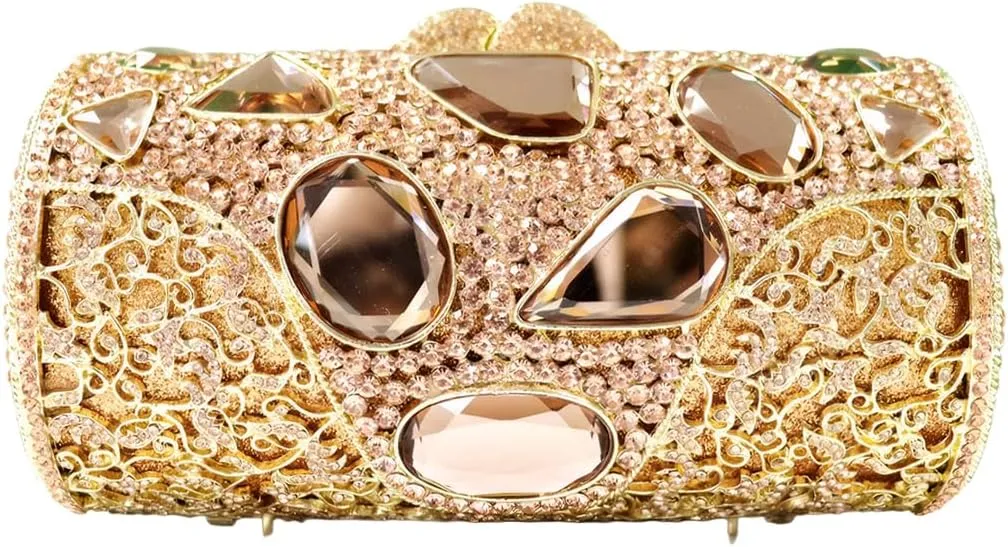 Women Rhinestone Fancy Purse Crystal Evening Bag with Removable Chain Clutch Purse for Homecoming Accessories Prom