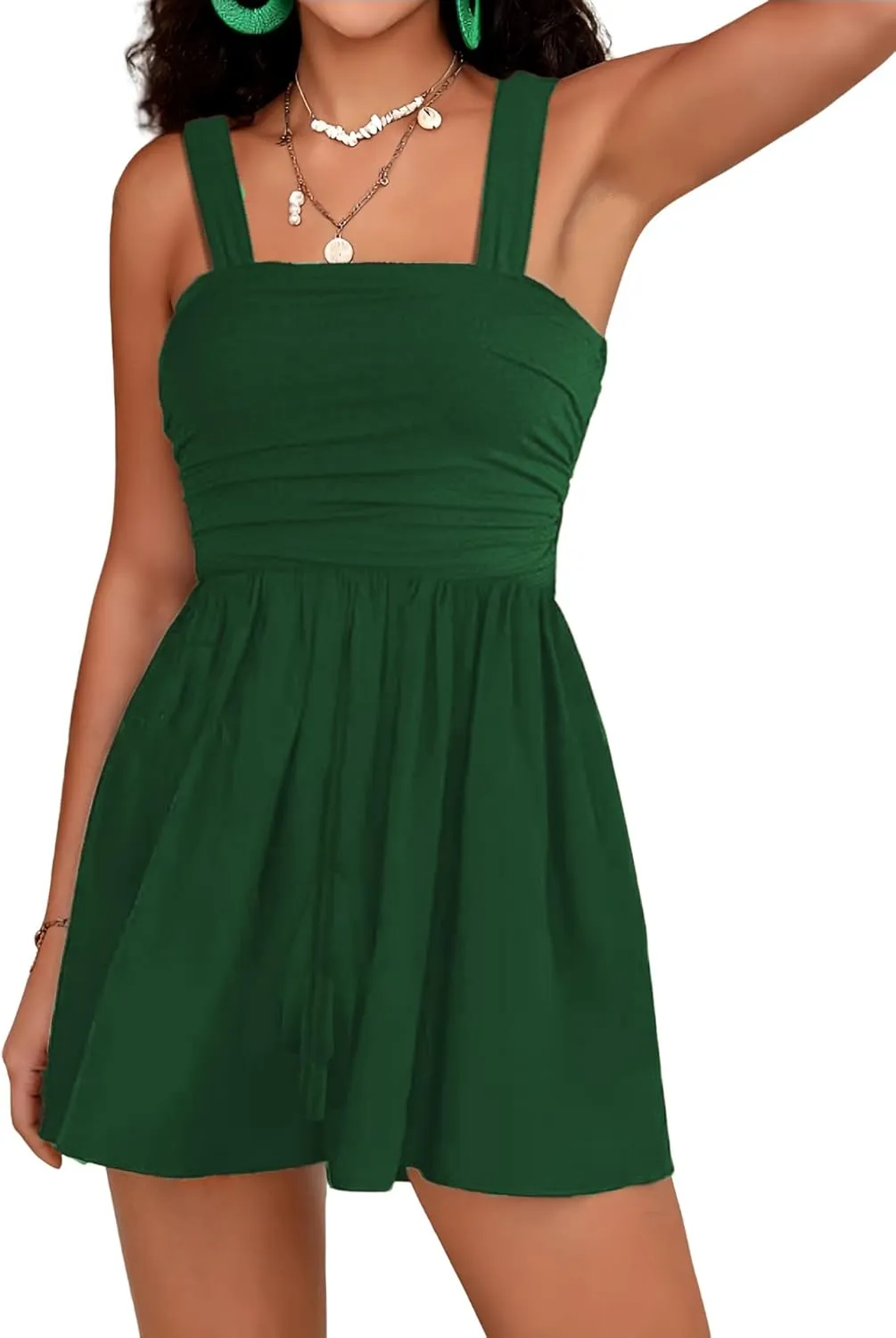 Women Summer Casual Strapless Rompers Tube Top Shorts Jumpsuit Sleeveless Off Shoulder Sexy Beach Romper with Pocket