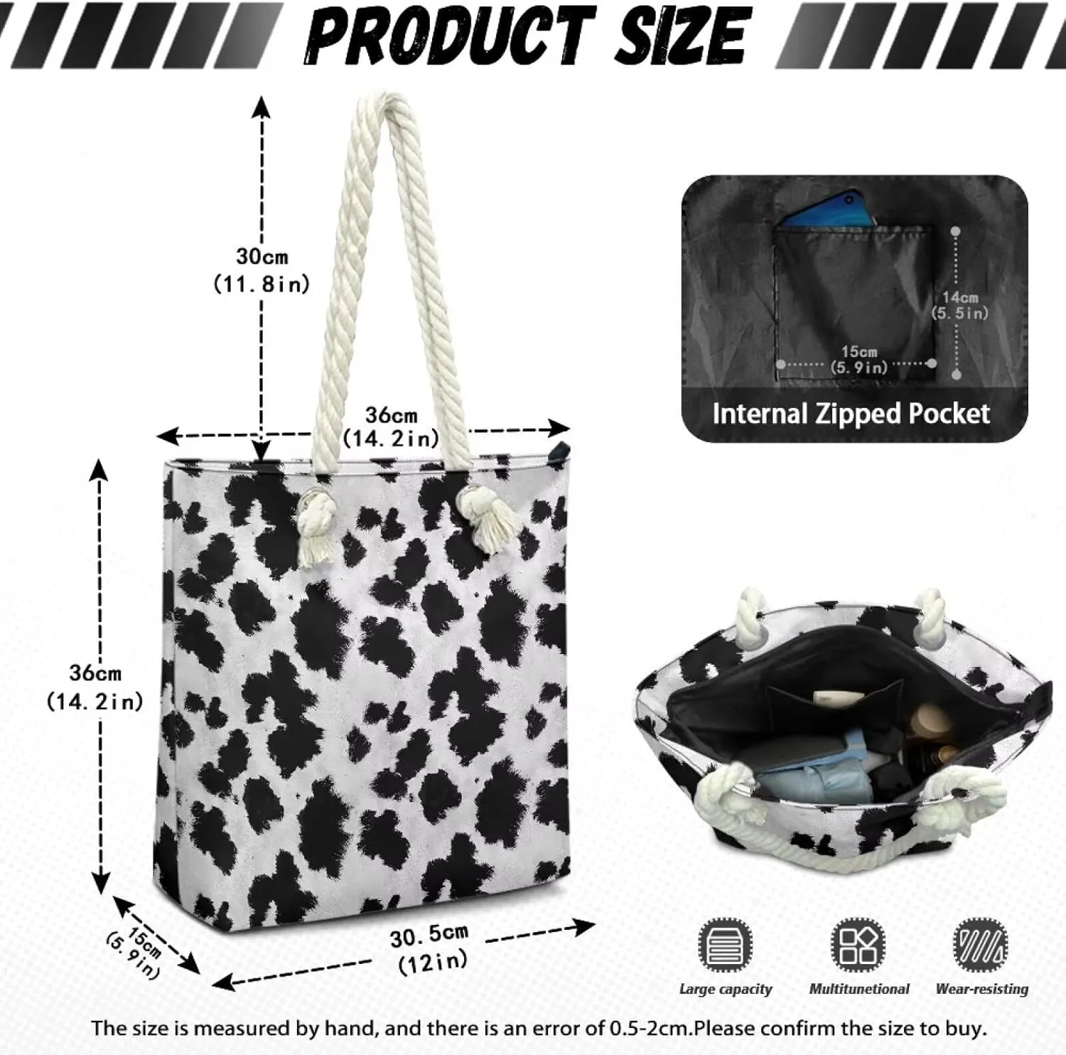 Women Tote Bags, Large Beach Bag with Zipper Beach Tote Bags Handbag Weekender Bags for Travel Vacation