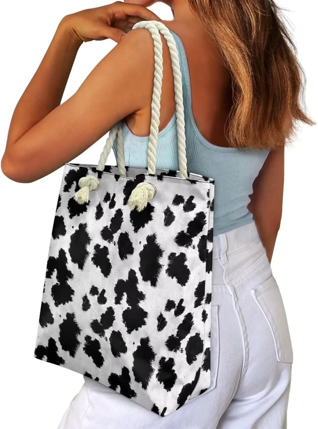 Women Tote Bags, Large Beach Bag with Zipper Beach Tote Bags Handbag Weekender Bags for Travel Vacation