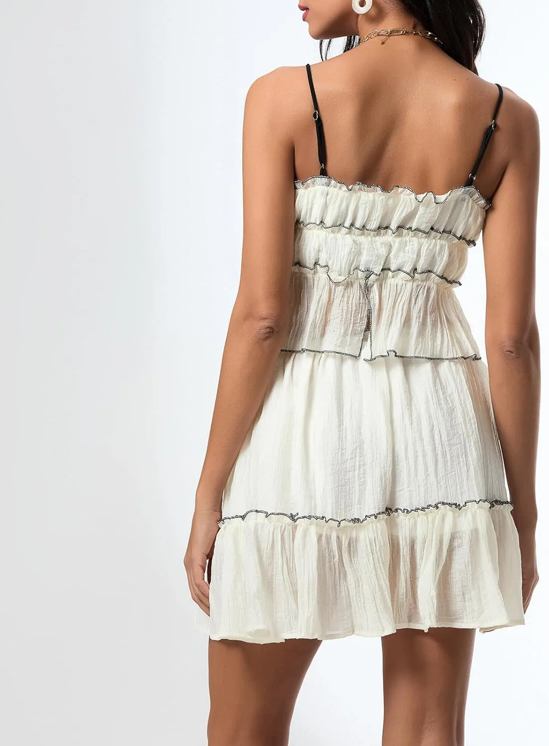 Women Y2k 2 Piece Outfits Ruched Ruffle Front Tie-Up Camisoles and Maxi Skirt Set Tank Top Beachwear