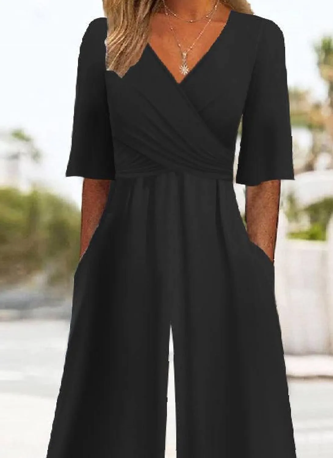 Women's 2025 Jumpsuits Dressy Casual Black One Piece Outfits Half Sleeve V Neck White Floral Print Pants Rompers