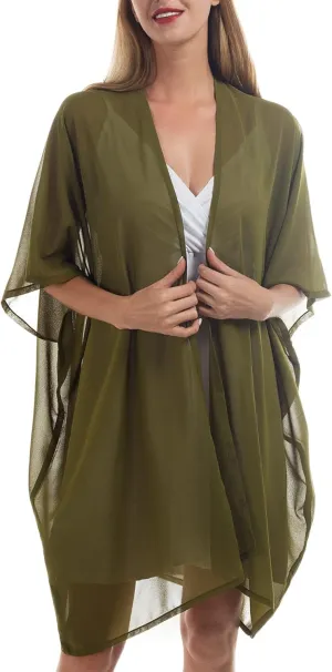 Womens Beach Kimono Coverup Sheer Chiffon Cover Ups Swimwear Cardigan Summer