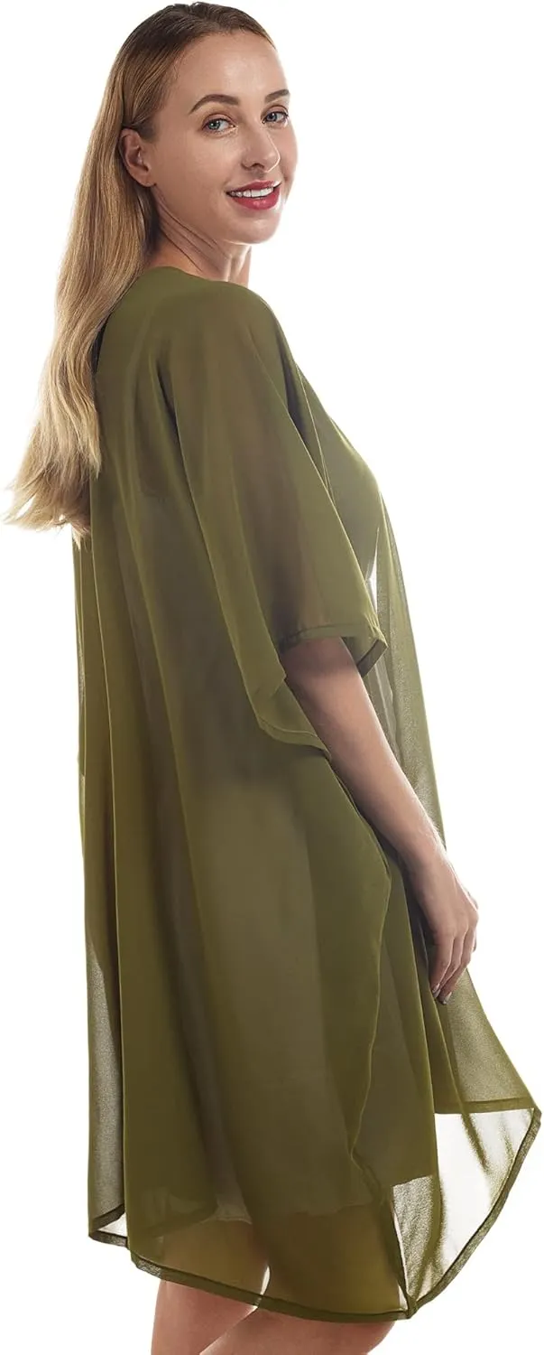 Womens Beach Kimono Coverup Sheer Chiffon Cover Ups Swimwear Cardigan Summer