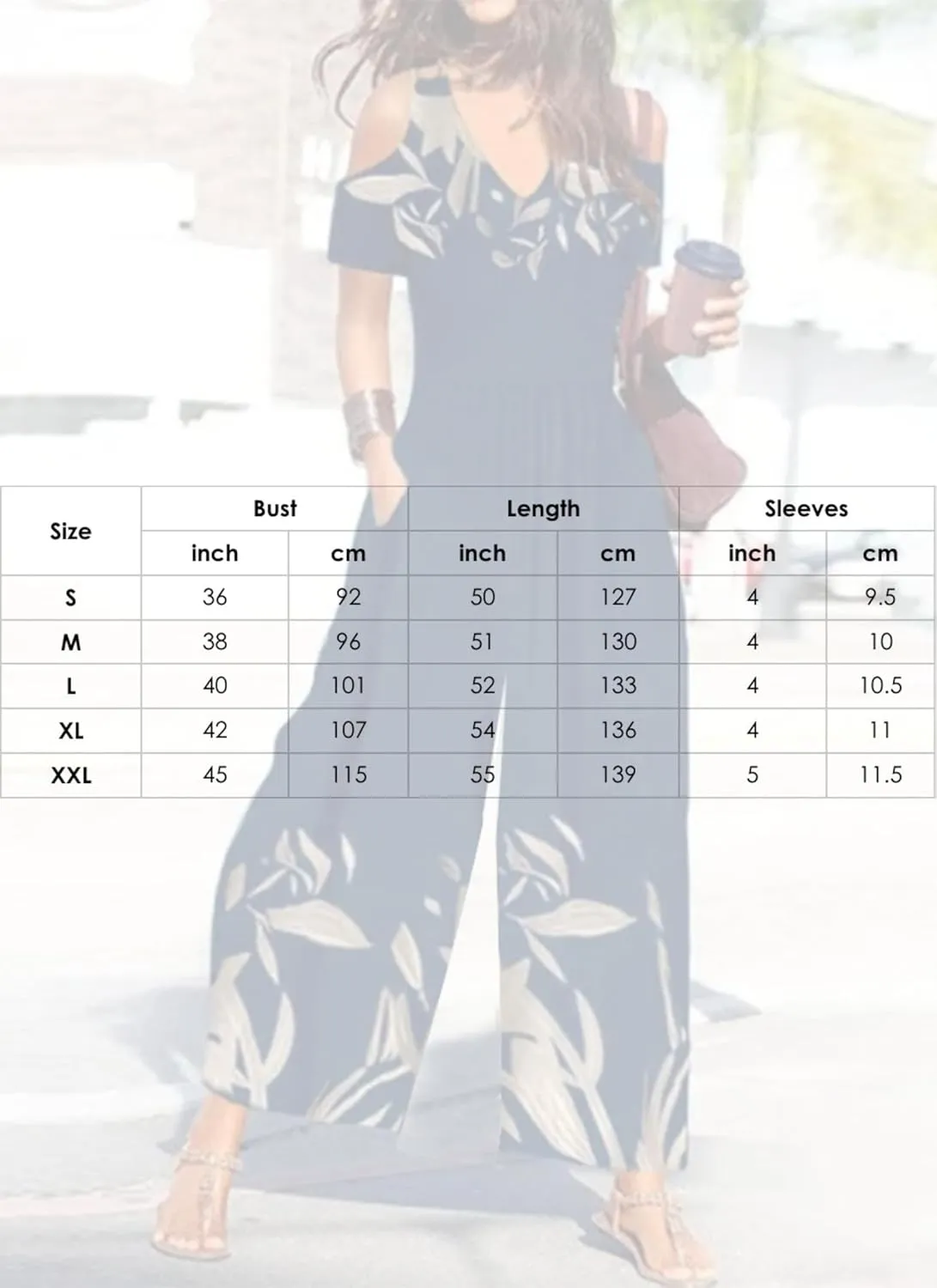 Women's Blue Printed Jumpsuit V Neck Short Sleeve Off Shoulder Wide Leg Design with Pockets 2025 Summer Fashion Jumpsuit