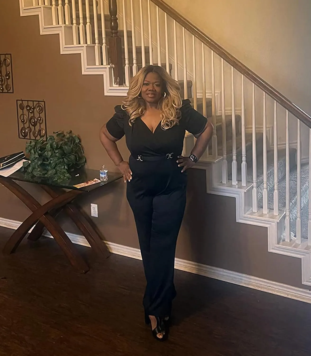 Women's Dressy Wide Leg Jumpsuit Elegant Classy Button Down Evening Party Wedding Guest Pant Suits