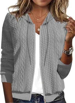 Women's Oversized Zip Up Hoodies Sweatshirts Sweater Casual Fall Winter Drawstring Jackets Cardigan