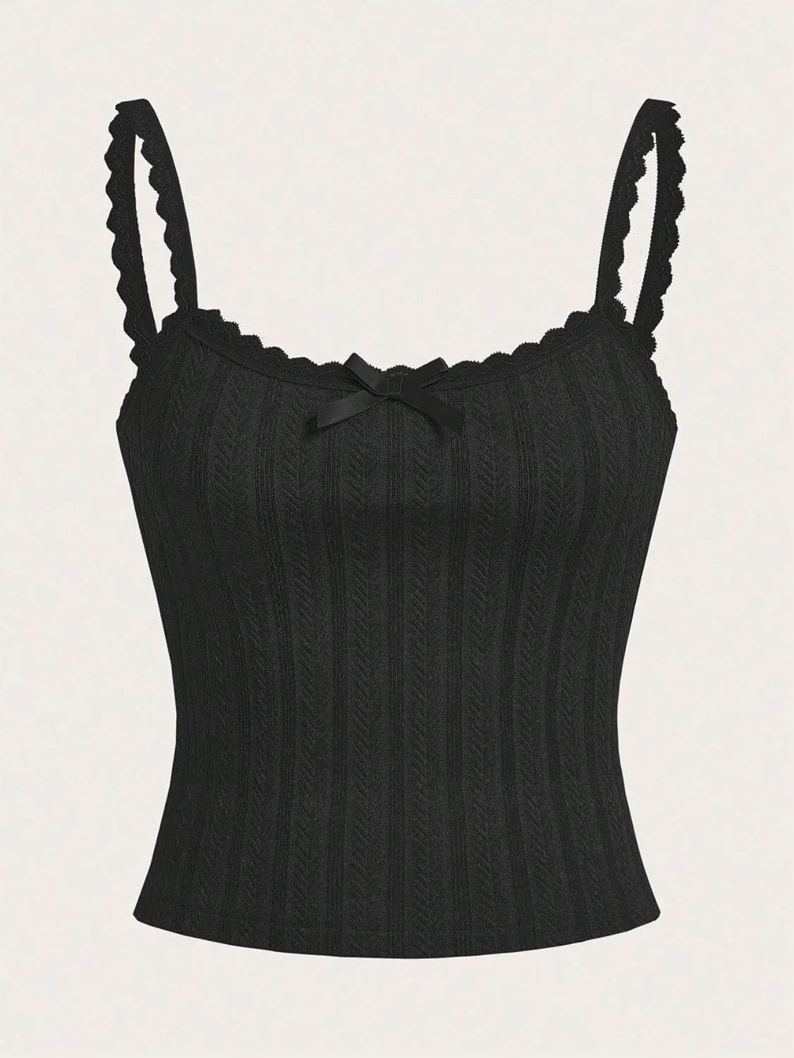 Women's Shirts 3pcs Bowknot Decorated Lace Trimmed Camisole Camis Tops Fashion Camis Tank Tops