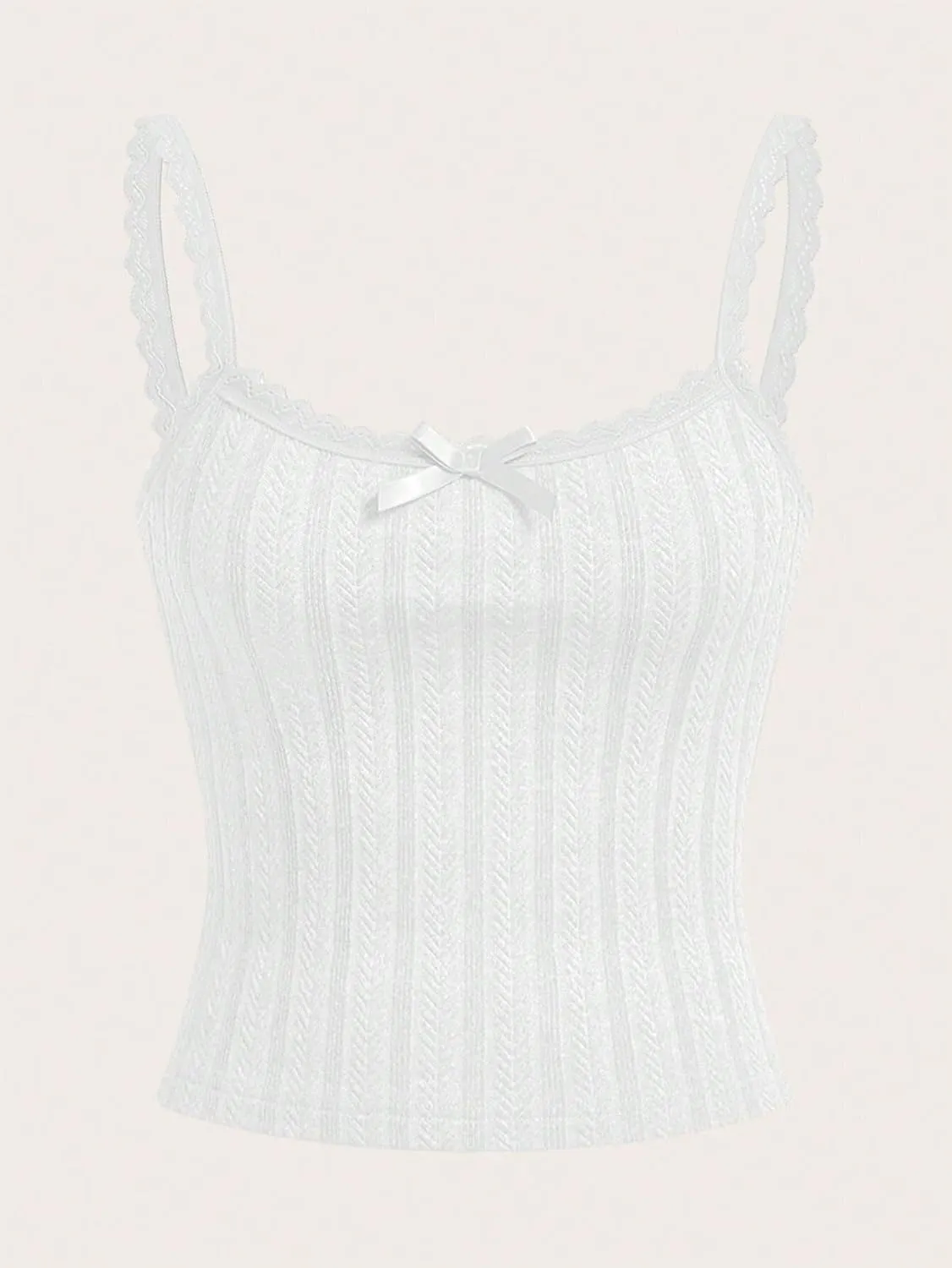 Women's Shirts 3pcs Bowknot Decorated Lace Trimmed Camisole Camis Tops Fashion Camis Tank Tops