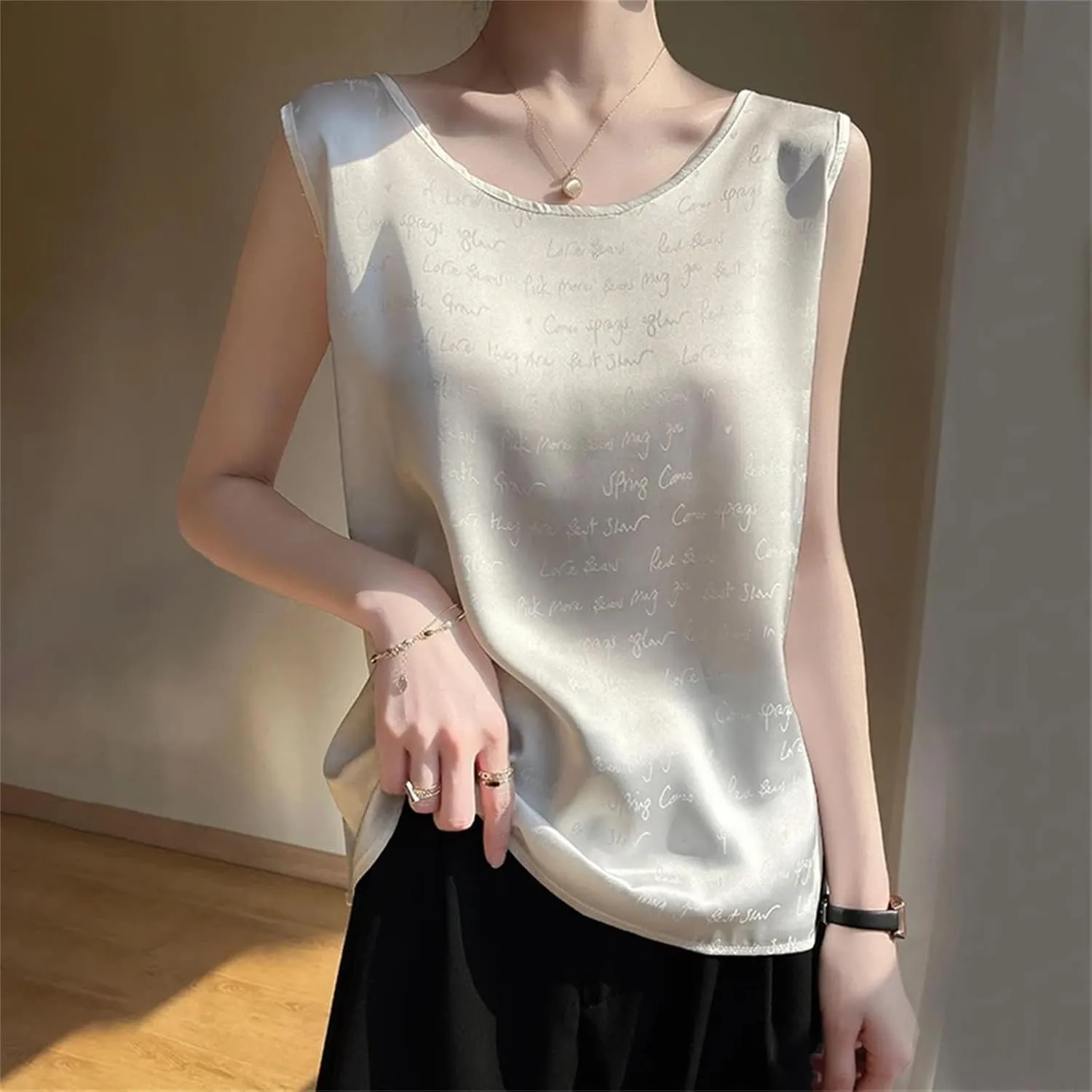 Women's Summer Thin Sleeveless Tank Tops for Women Trendy Satin Sling Silk Camisole
